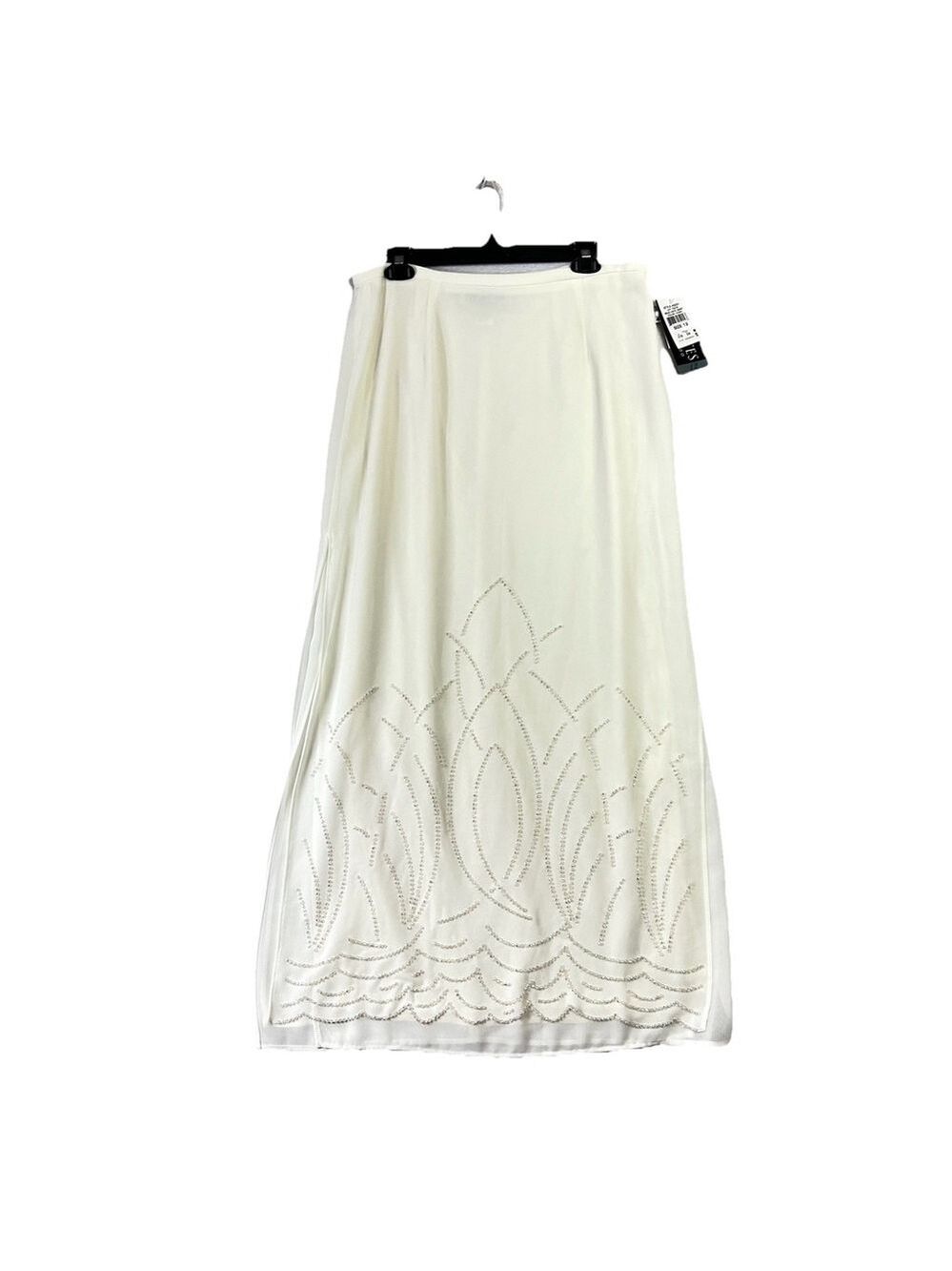 Vintage JR Nites Maxi Skirt Beaded Sz 12 Ivory Church Fairy Grunge Cocktail